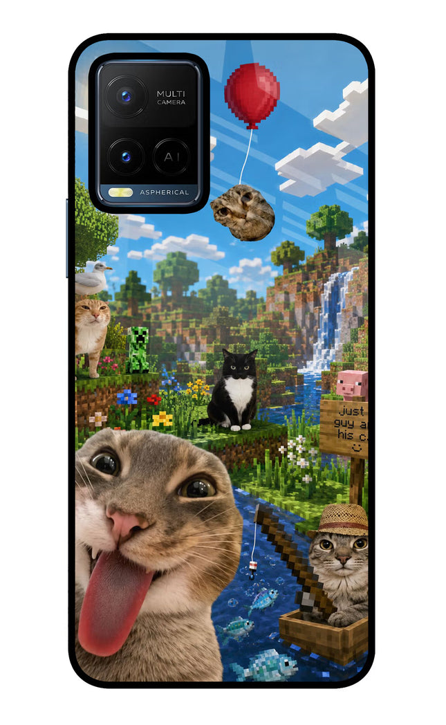 Minecraft Cat Chaos Vivo Y21/Y21s/Y33s Glass Case