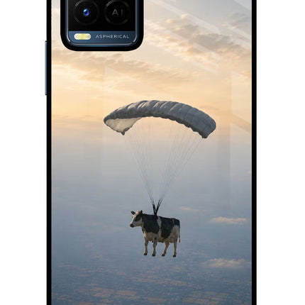 Skydiving Cow Vivo Y21/Y21s/Y33s Glass Case