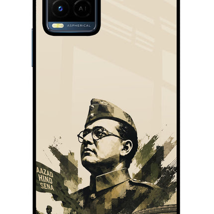 Netaji Rising Vivo Y21/Y21s/Y33s Glass Case Back Cover by Casekaro