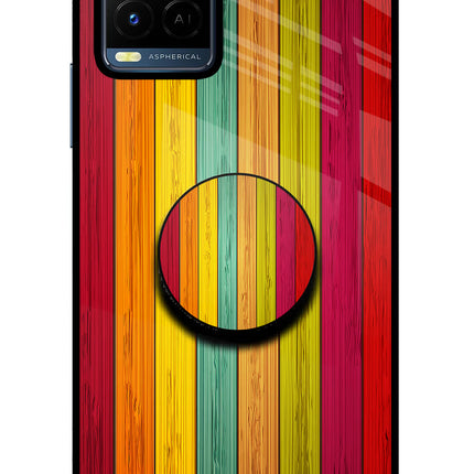 Multicolor Wooden Vivo Y21/Y21s/Y33s Pop Case by Casekaro