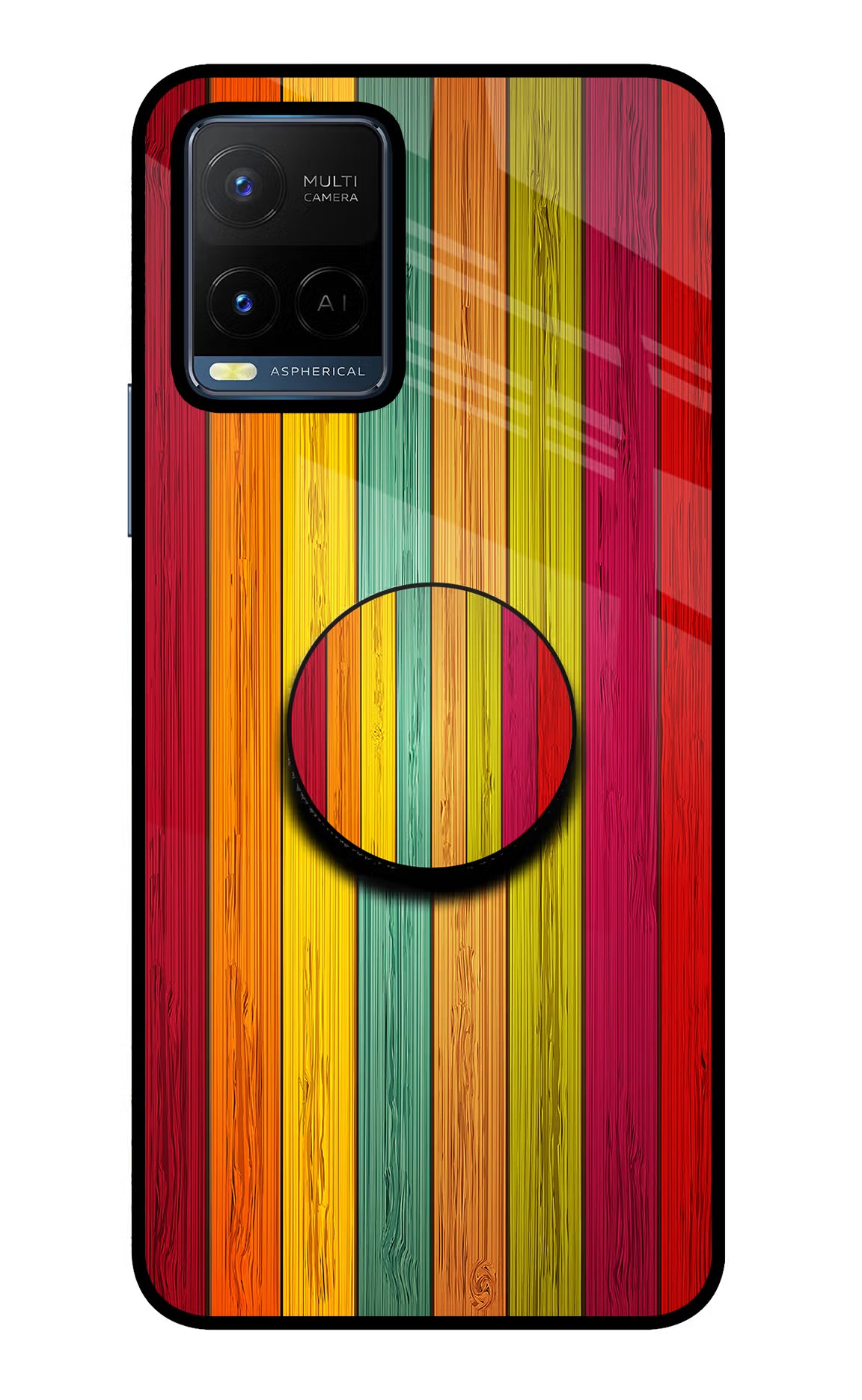 Multicolor Wooden Vivo Y21/Y21s/Y33s Pop Case by Casekaro