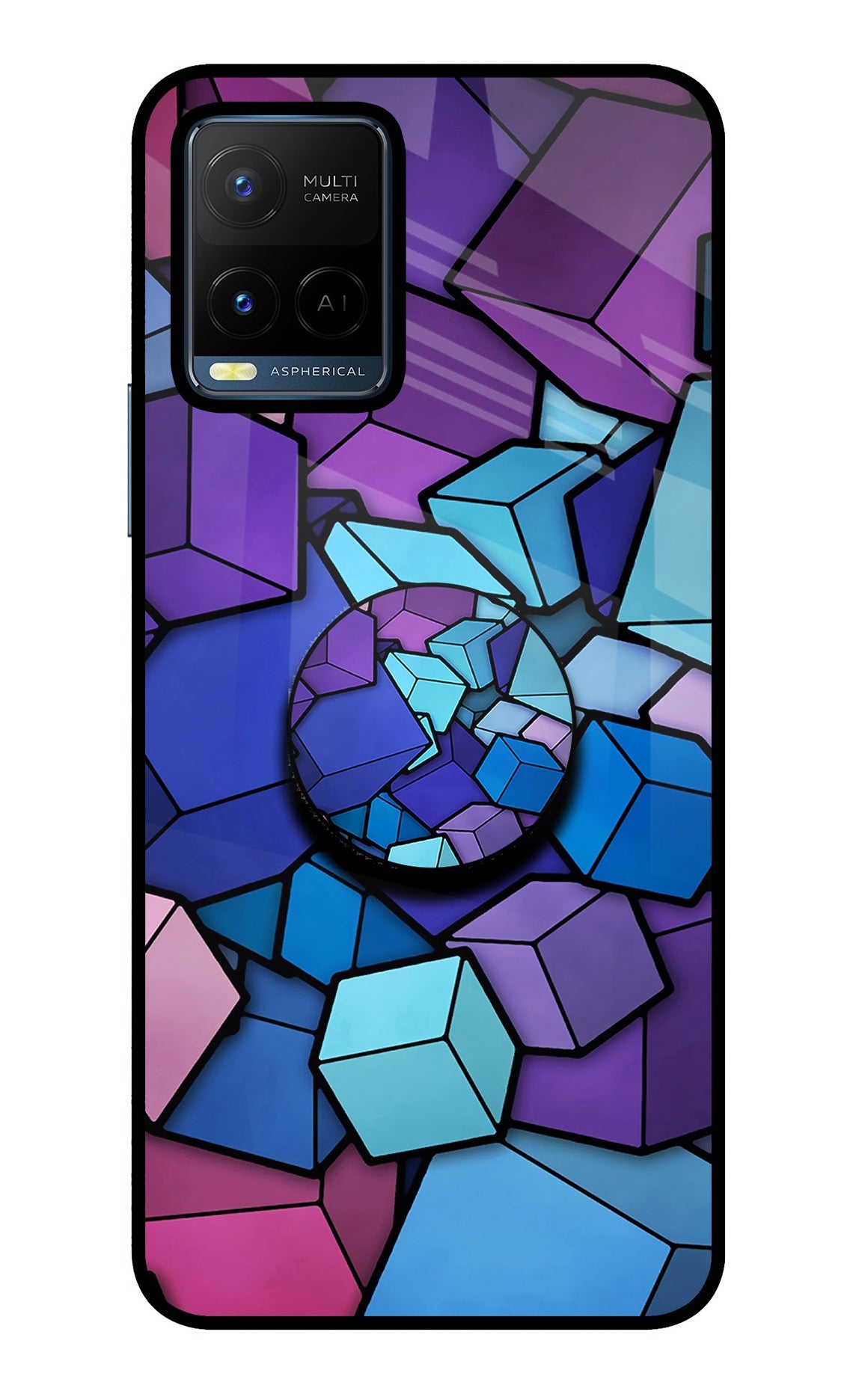 Cubic Abstract Vivo Y21/Y21s/Y33s Glass Case