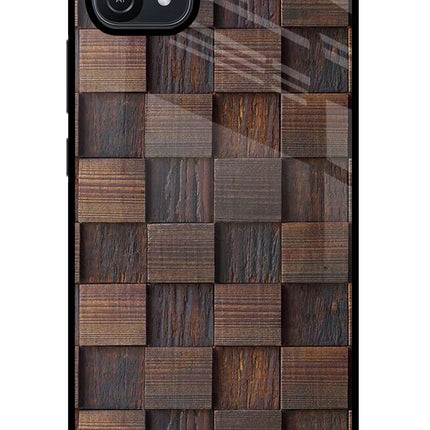 Wooden Cube Design Oppo A16 Glass Case Back Cover by Casekaro
