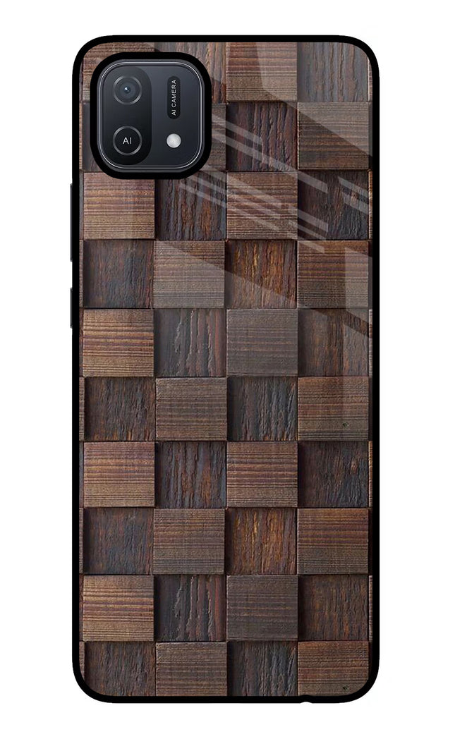 Wooden Cube Design Oppo A16 Glass Case Back Cover by Casekaro
