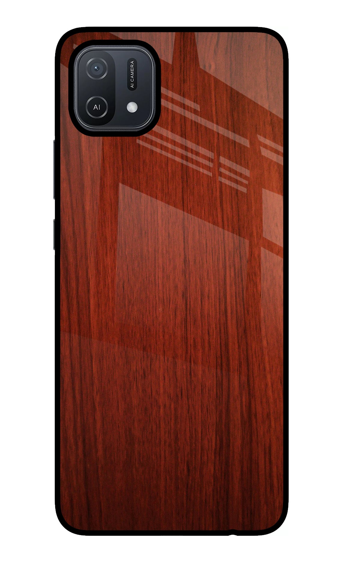 Wooden Plain Pattern Oppo A16 Glass Case
