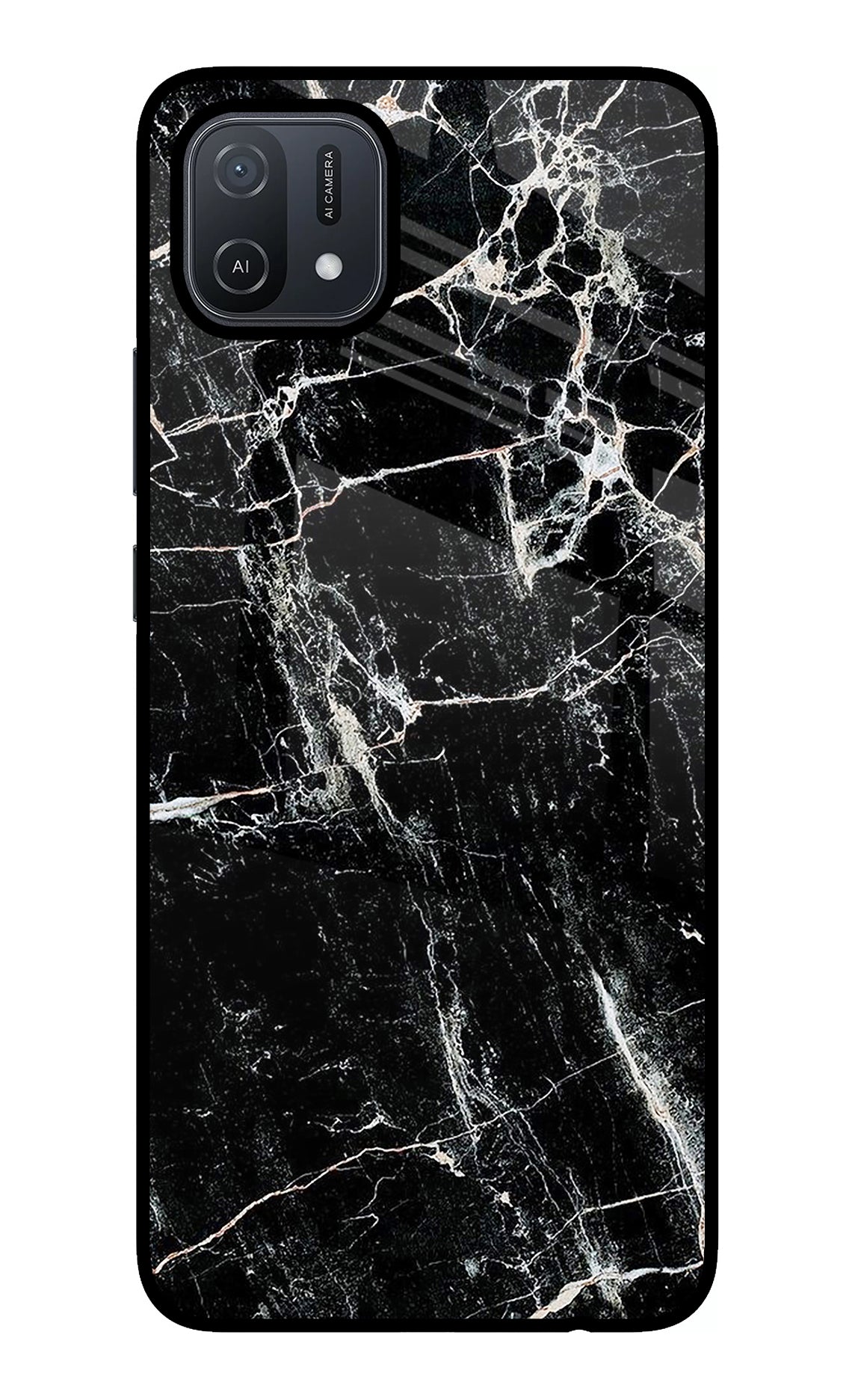 Black Marble Texture Oppo A16 Back Cover