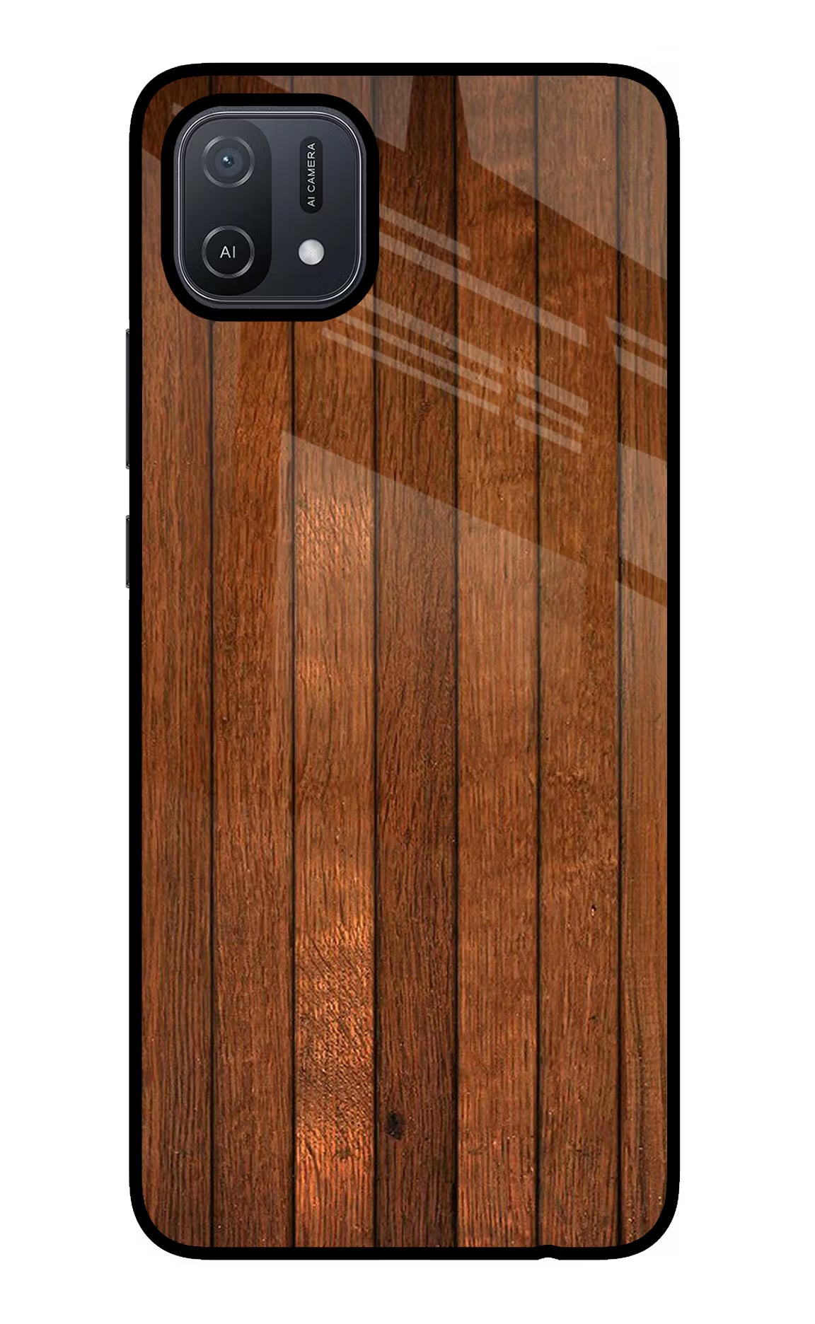 Wooden Artwork Bands Oppo A16 Glass Case Back Cover by Casekaro