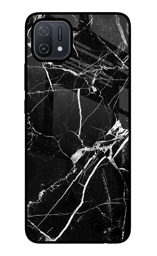 Black Marble Pattern Oppo A16 Glass Case