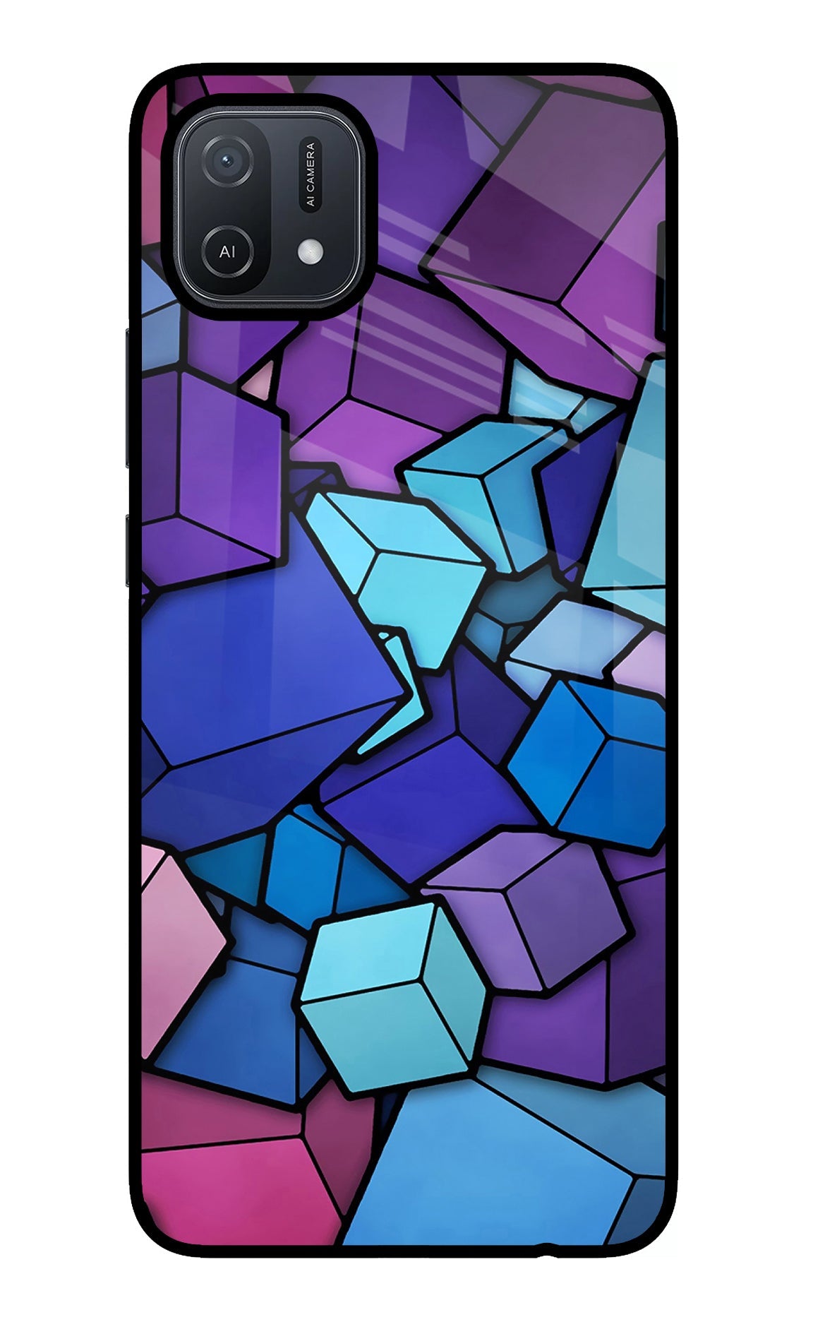 Cubic Abstract Oppo A16 Glass Case