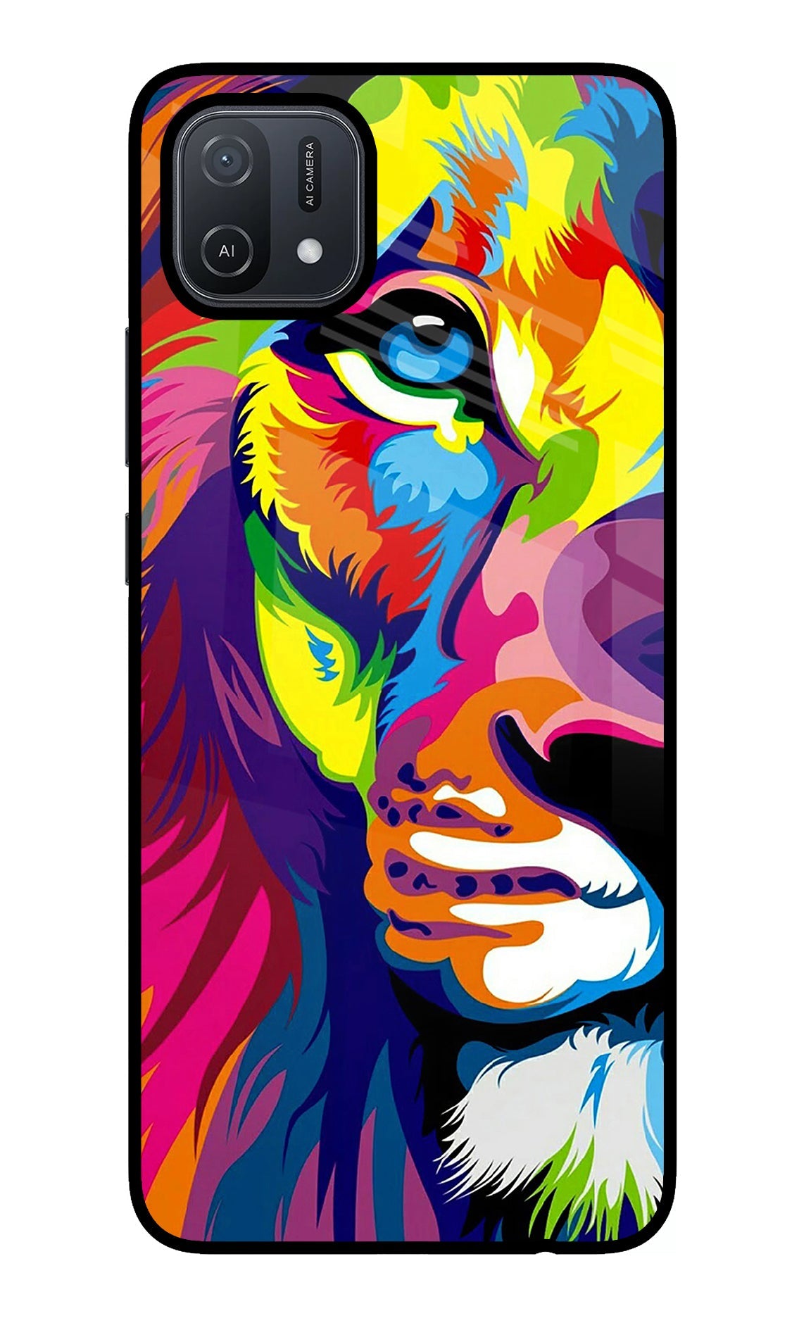 Lion Half Face Oppo A16 Glass Case