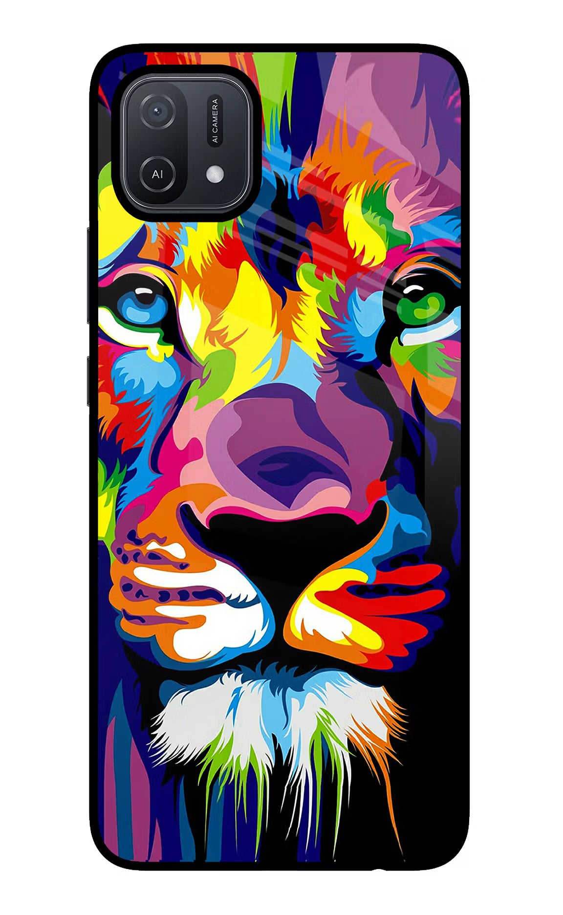 Lion Oppo A16 Glass Case Back Cover by Casekaro