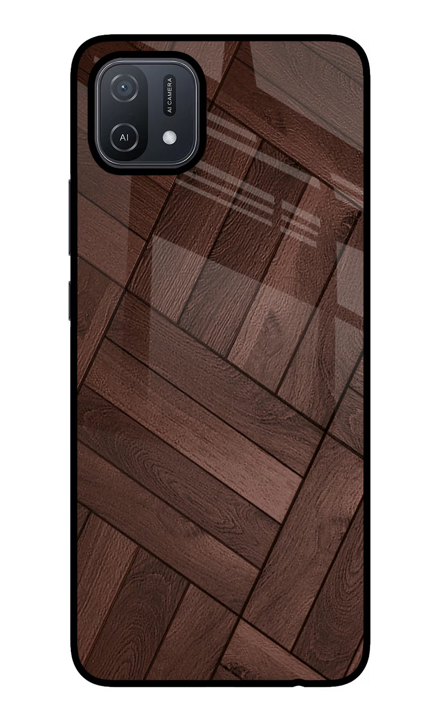 Wooden Texture Design Oppo A16 Back Cover, Glass case