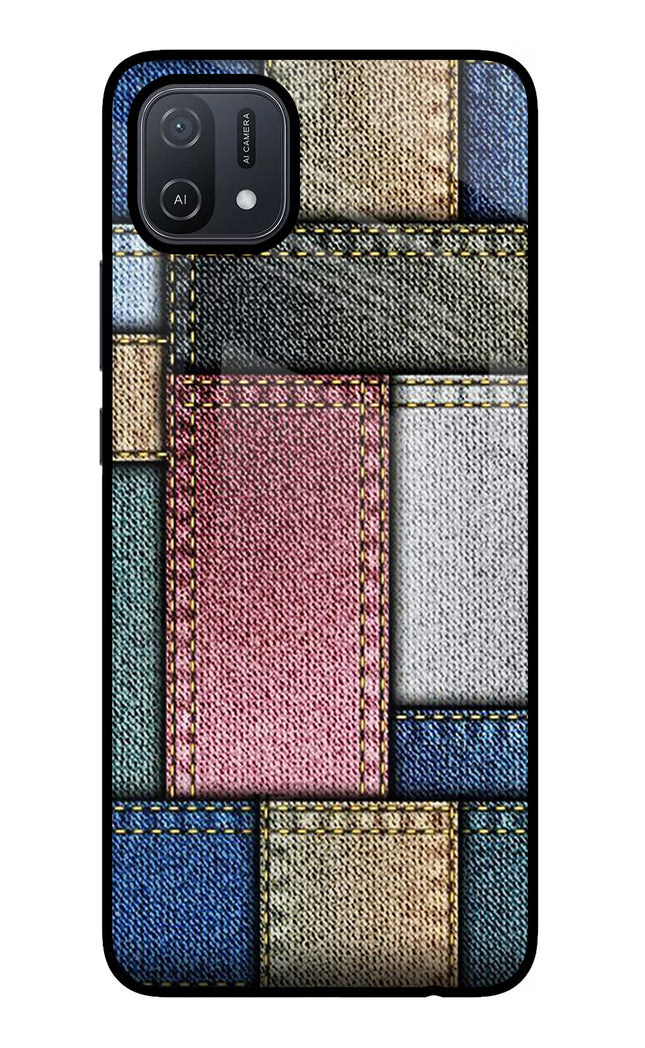 Multicolor Jeans Oppo A16 Glass Case Back Cover by Casekaro