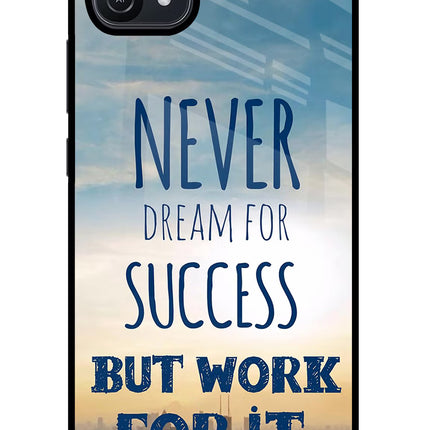 Never Dream For Success But Work For It Oppo A16 Glass Case Back Cover by Casekaro