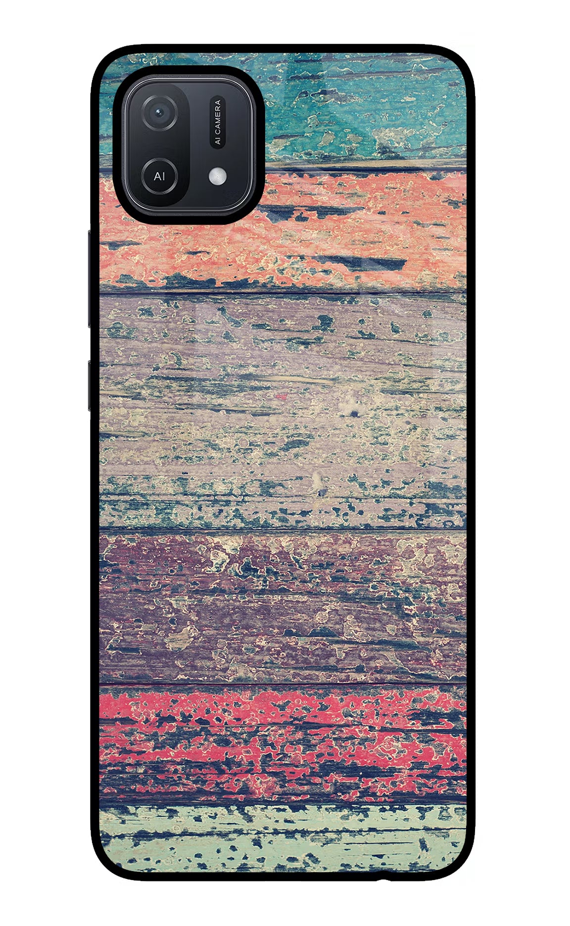 Colourful Wall Oppo A16 Glass Case Back Cover by Casekaro