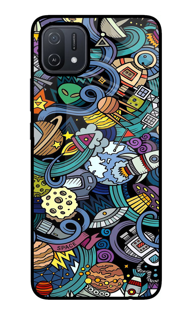 Space Abstract Oppo A16 Glass Case Back Cover by Casekaro
