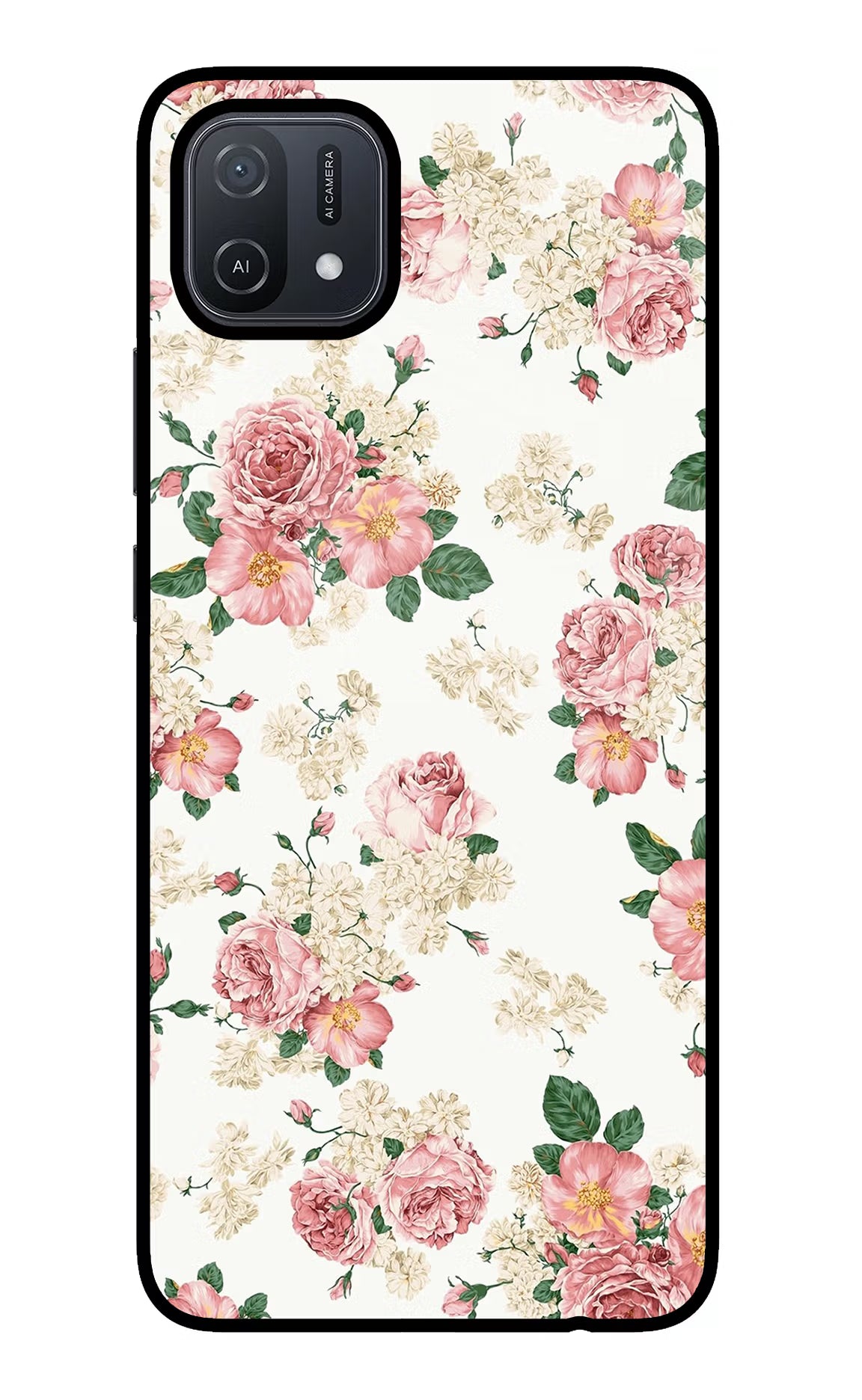 Flowers Oppo A16 Glass Case Back Cover by Casekaro