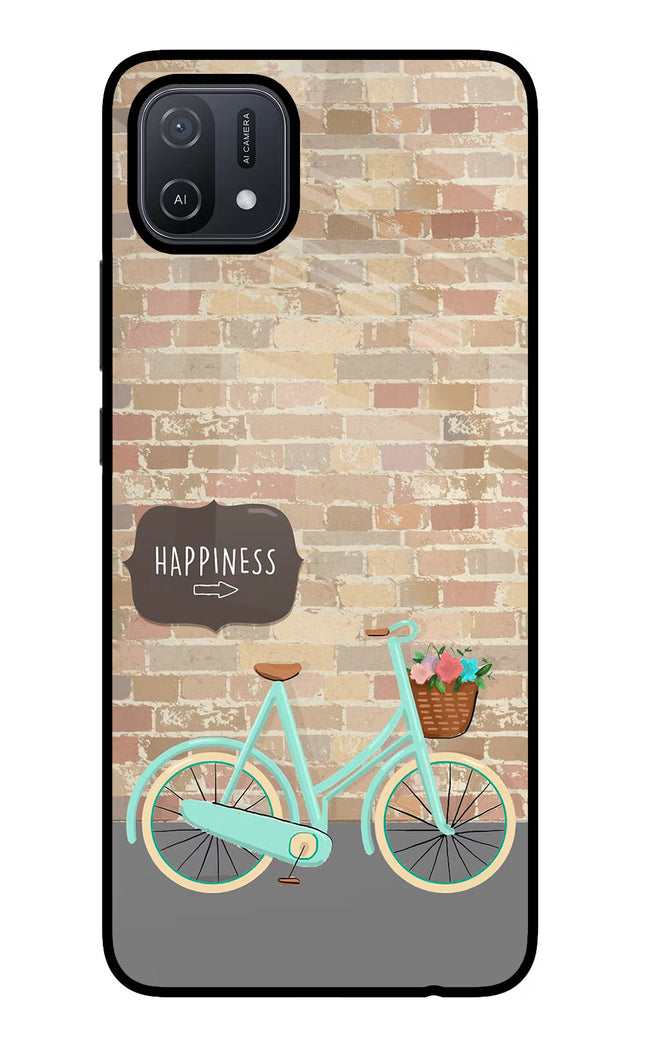 Happiness Artwork Oppo A16 Glass Case Back Cover by Casekaro
