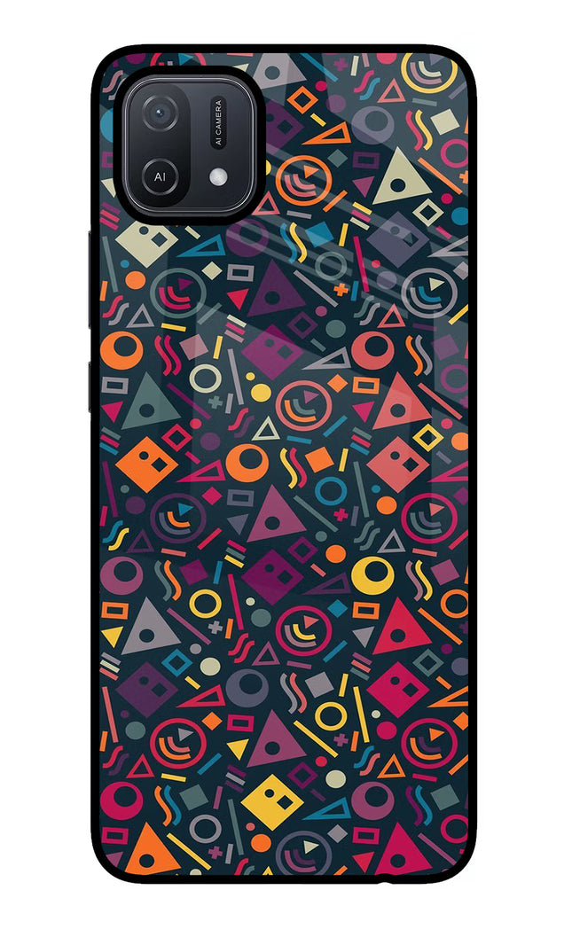 Geometric Abstract Oppo A16 Glass Case Back Cover by Casekaro