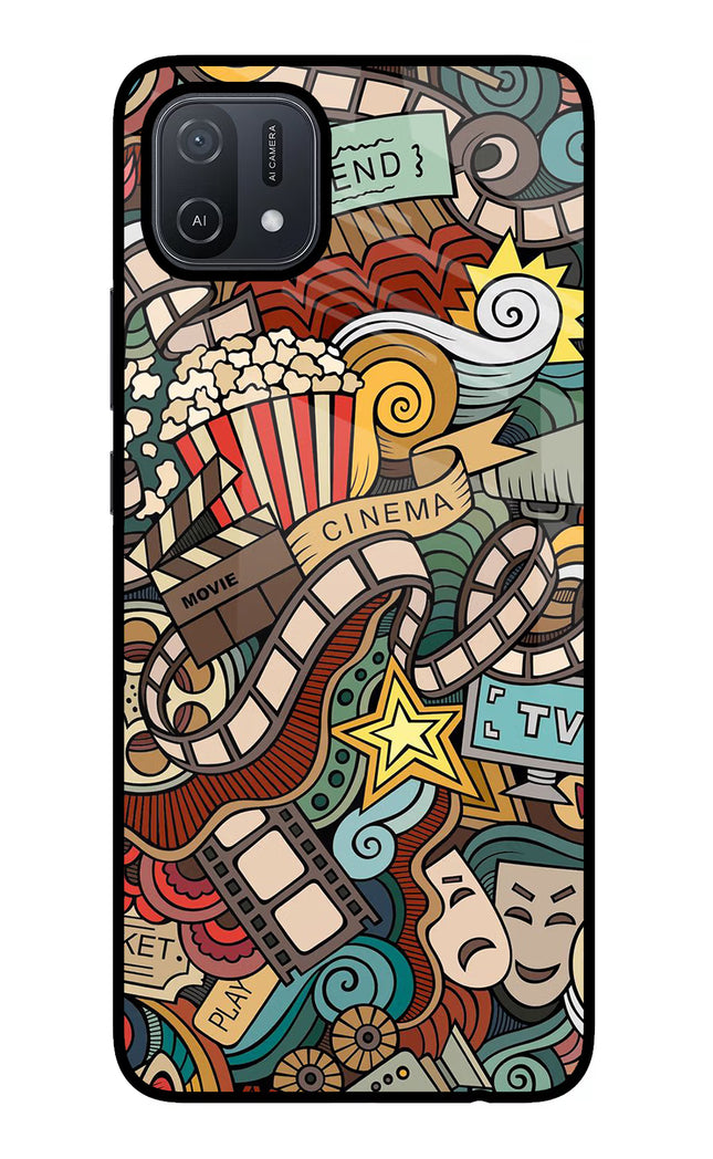 Cinema Abstract Oppo A16 Glass Case Back Cover by Casekaro