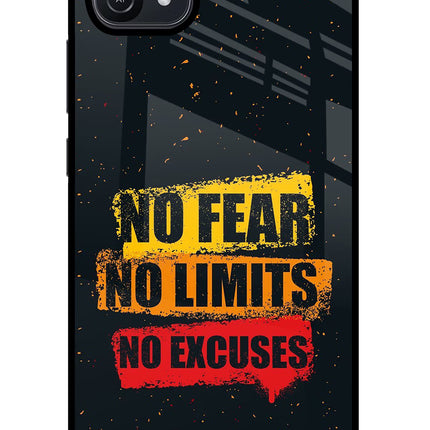 No Fear No Limits No Excuse Oppo A16 Glass Case Back Cover by Casekaro