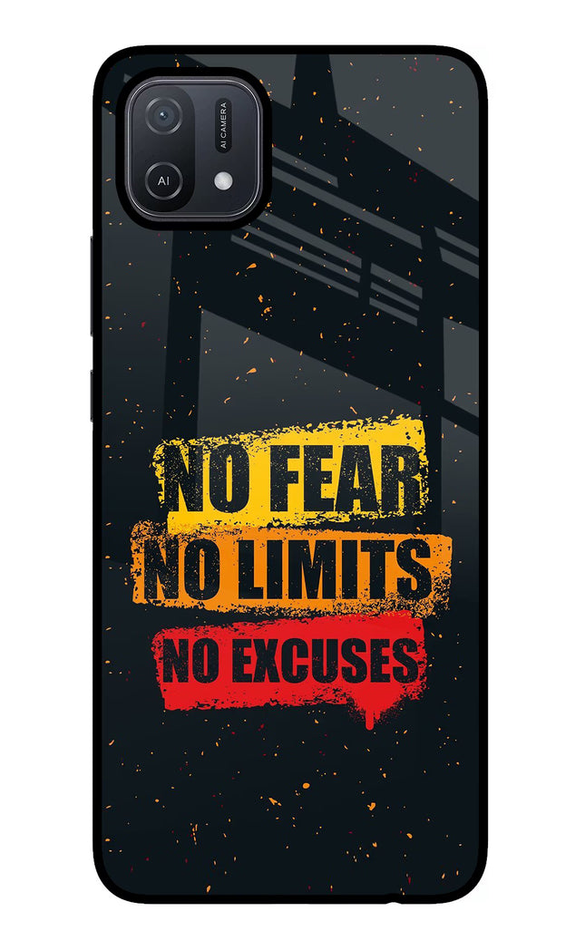 No Fear No Limits No Excuse Oppo A16 Glass Case Back Cover by Casekaro