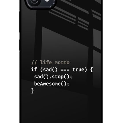 Life Motto Code Oppo A16 Glass Case Back Cover by Casekaro