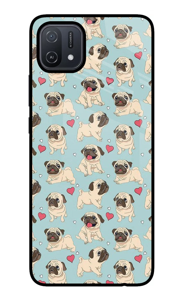 Pug Dog Oppo A16 Glass Case Back Cover by Casekaro