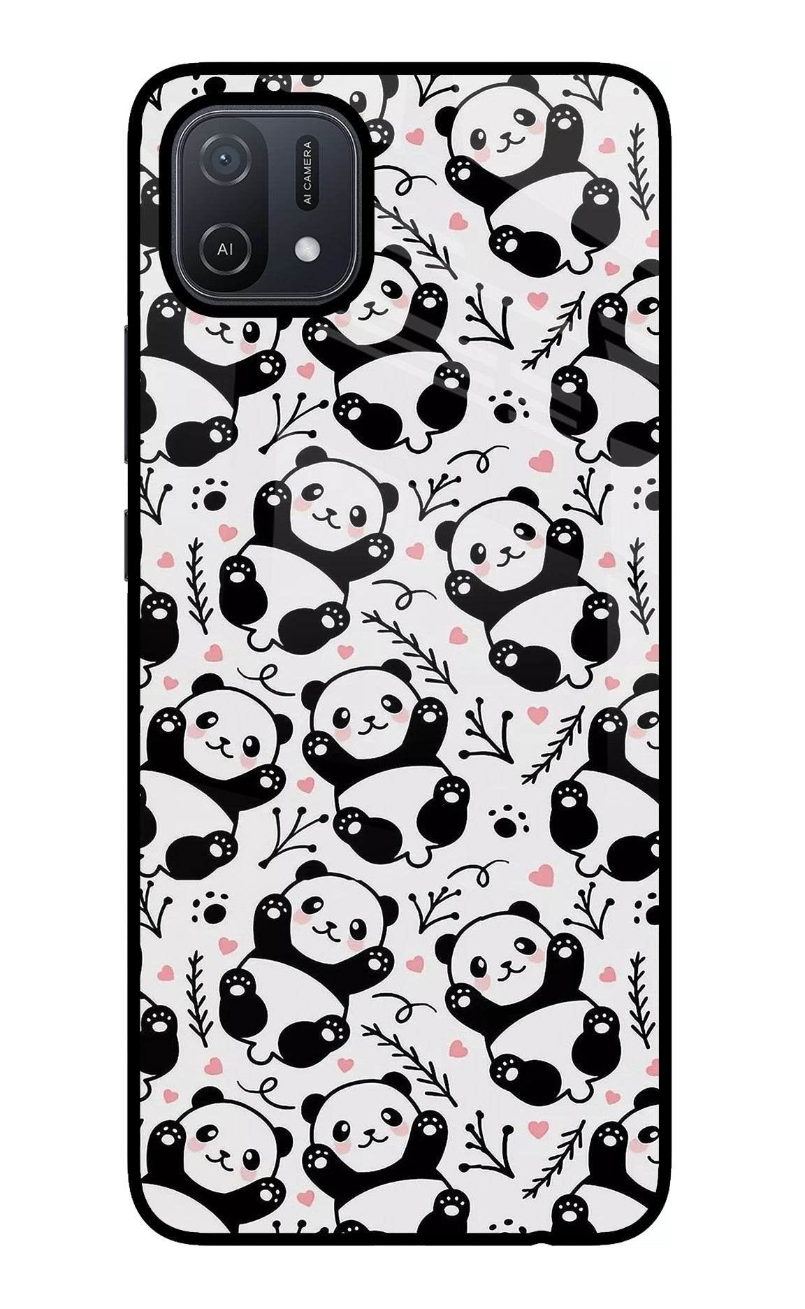 Cute Panda Oppo A16 Glass Case
