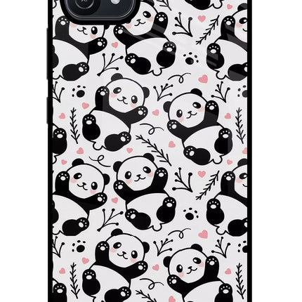 Cute Panda Oppo A16 Glass Case Back Cover by Casekaro
