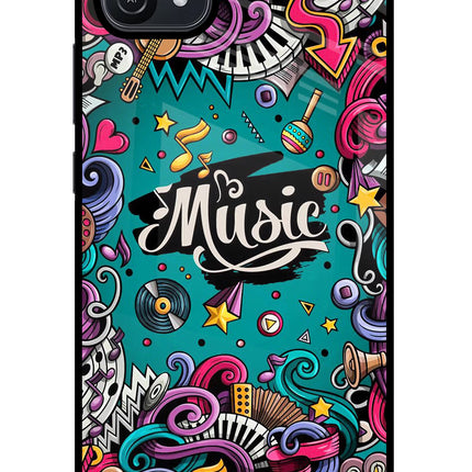 Music Graffiti Oppo A16 Glass Case Back Cover by Casekaro