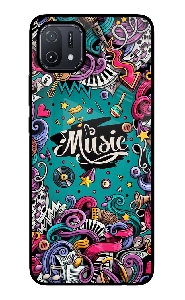 Music Graffiti Oppo A16 Glass Case Back Cover by Casekaro