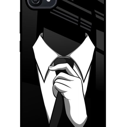 Black Tie Oppo A16 Glass Case Back Cover by Casekaro