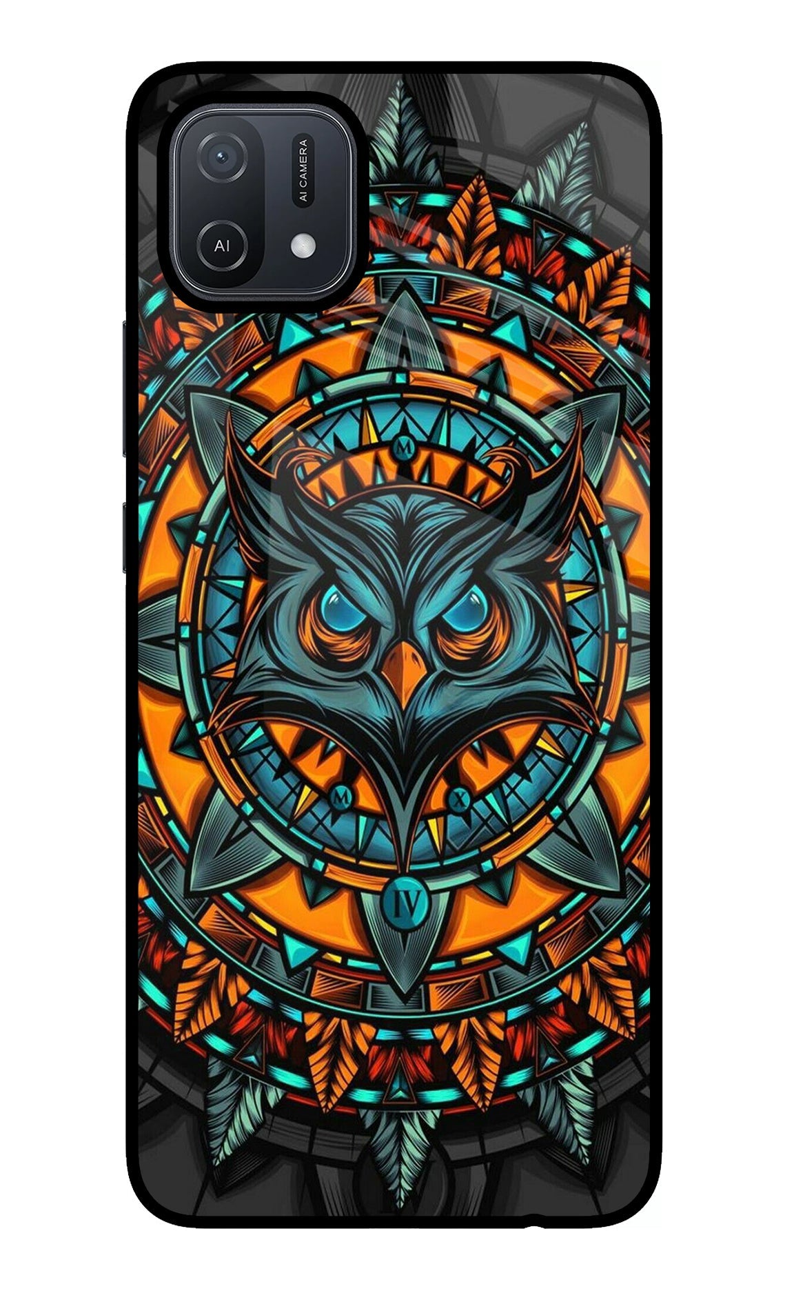 Angry Owl Art Oppo A16 Glass Case