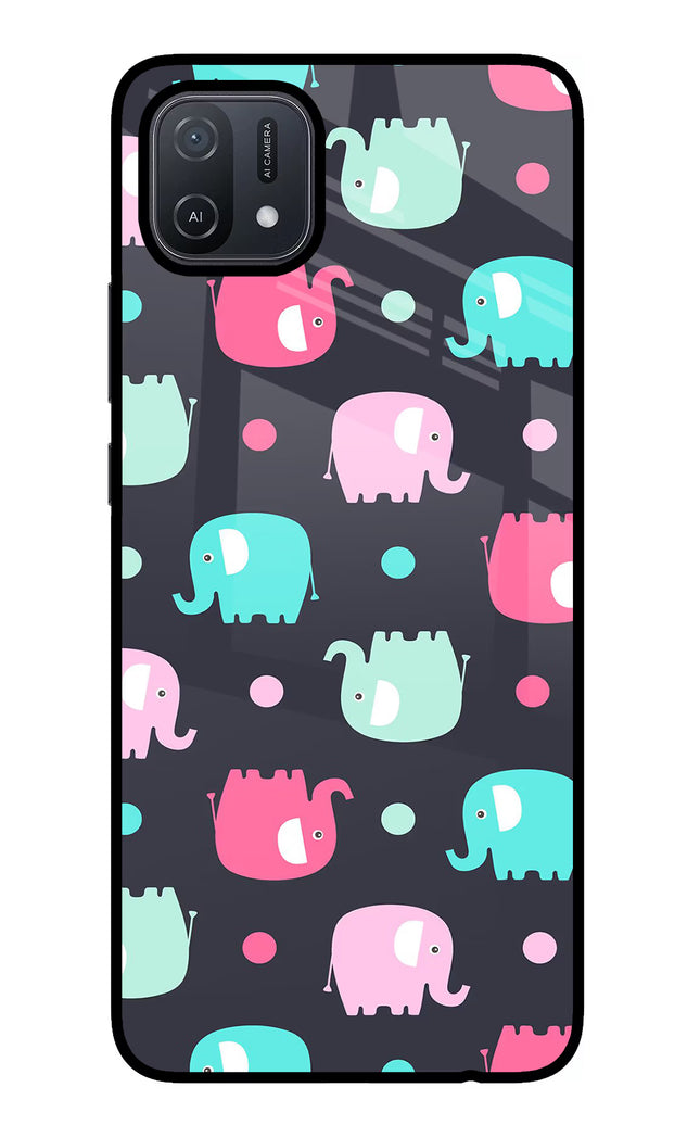 Elephants Oppo A16 Glass Case Back Cover by Casekaro