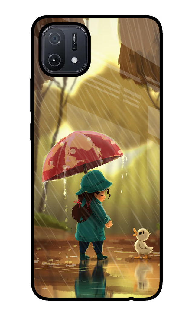 Rainy Day Oppo A16 Glass Case Back Cover by Casekaro
