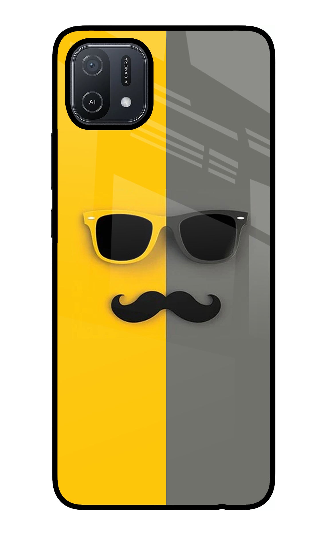 Sunglasses with Mustache Oppo A16 Glass Case