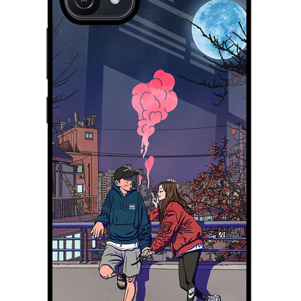 Chilling Couple Oppo A16 Glass Case Back Cover by Casekaro