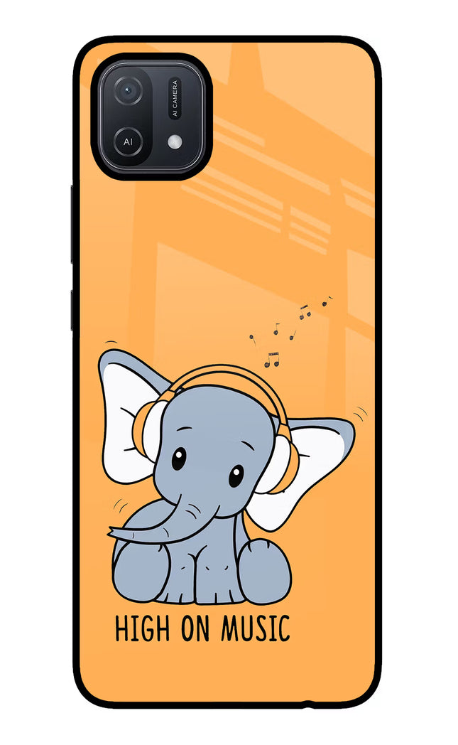 High On Music Oppo A16 Glass Case Back Cover by Casekaro