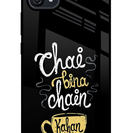Chai Bina Chain Kaha Re Oppo A16 Glass Case Back Cover by Casekaro