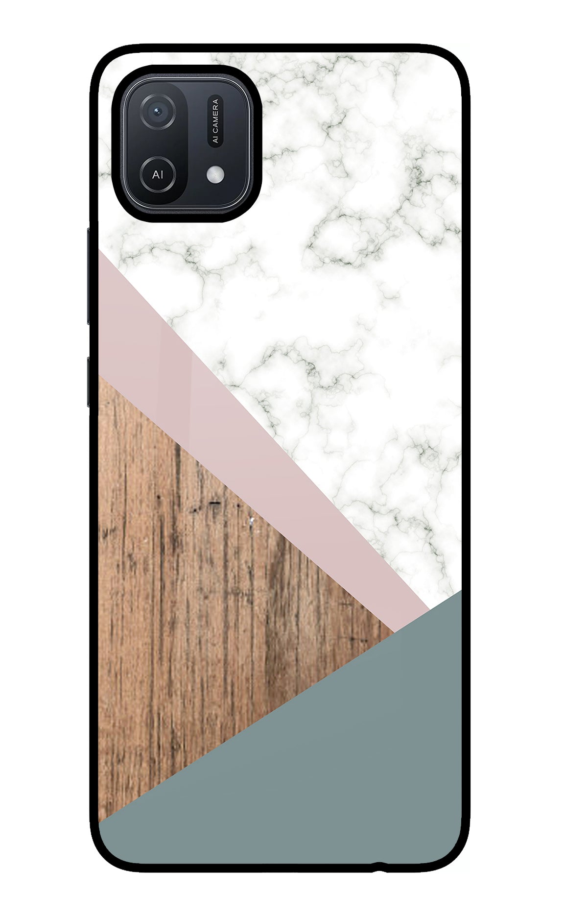 Marble wood Abstract Oppo A16 Glass Case