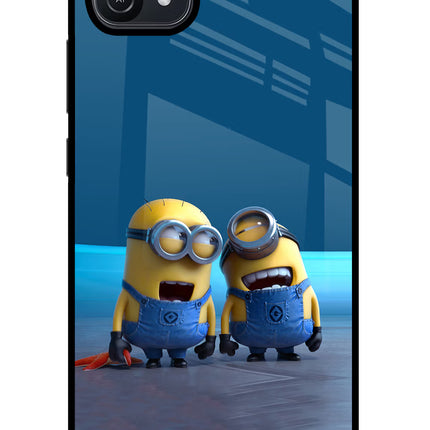 Minion Laughing Oppo A16 Glass Case Back Cover by Casekaro