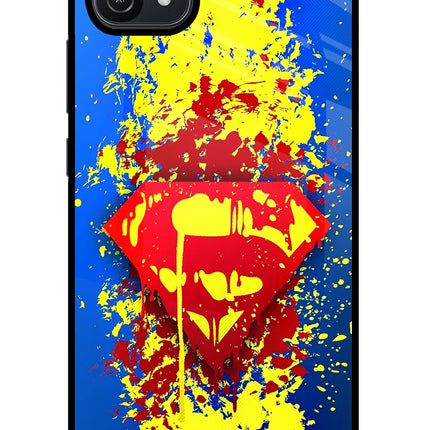 Superman logo Oppo A16 Glass Case Back Cover by Casekaro