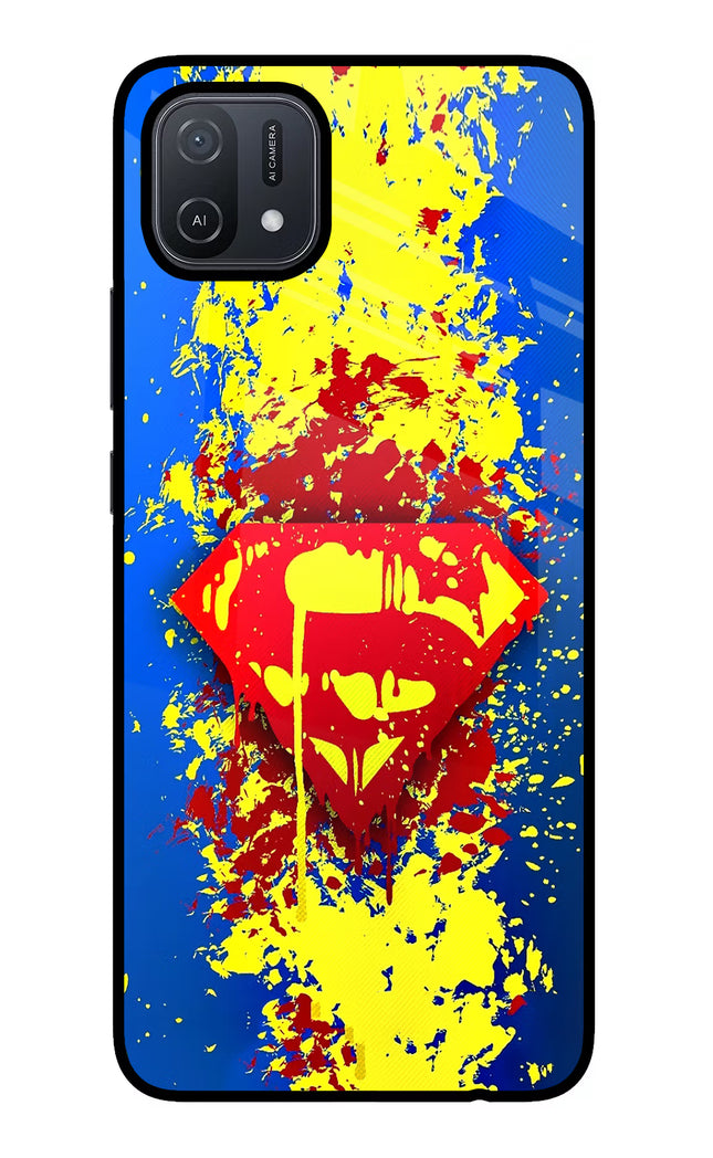 Superman logo Oppo A16 Glass Case Back Cover by Casekaro