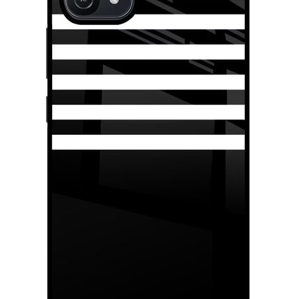 Black and White Print Oppo A16 Glass Case Back Cover by Casekaro