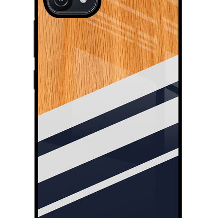 Blue and white wooden Oppo A16 Glass Case Back Cover by Casekaro