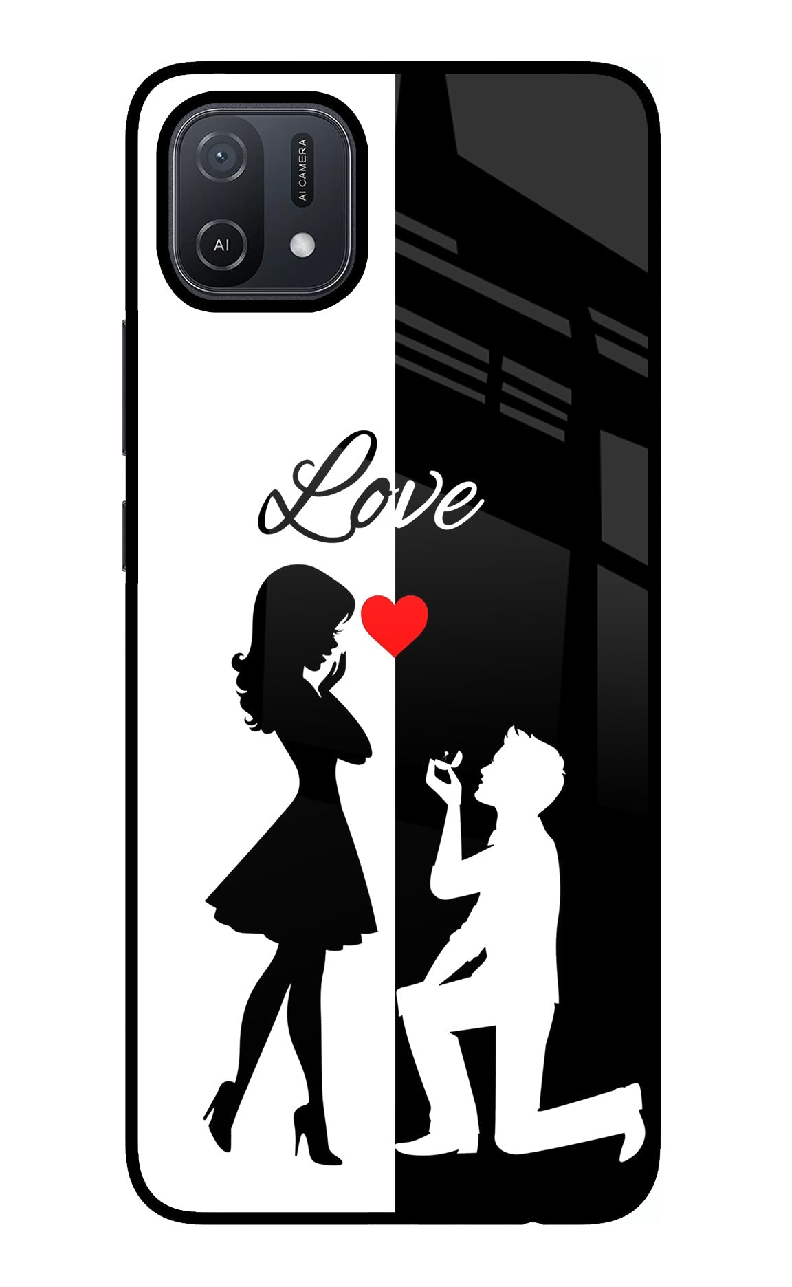 Love Propose Black And White Oppo A16 Back Cover