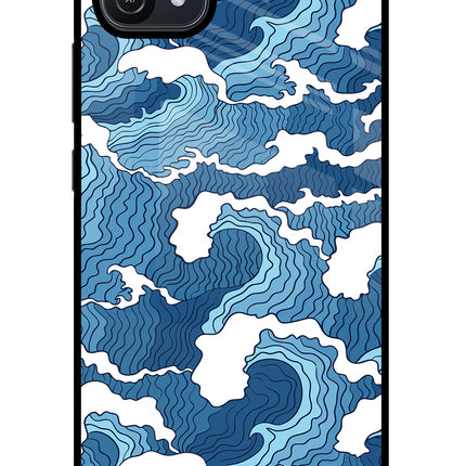 Blue Waves Oppo A16 Glass Case Back Cover by Casekaro