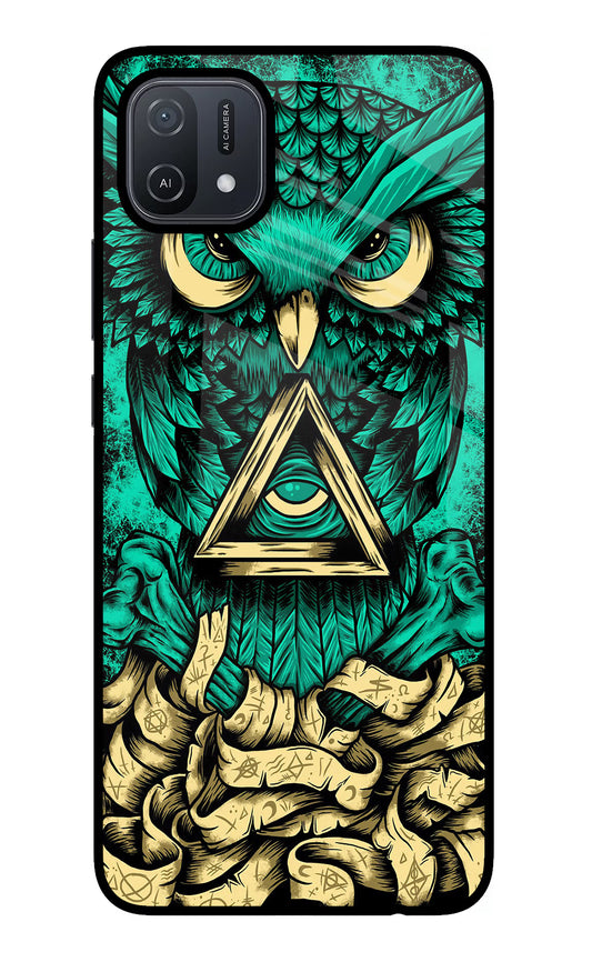 Green Owl Oppo A16 Glass Case