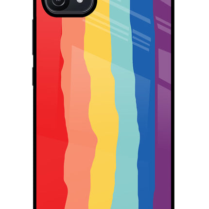 Rainbow Oppo A16 Glass Case Back Cover by Casekaro
